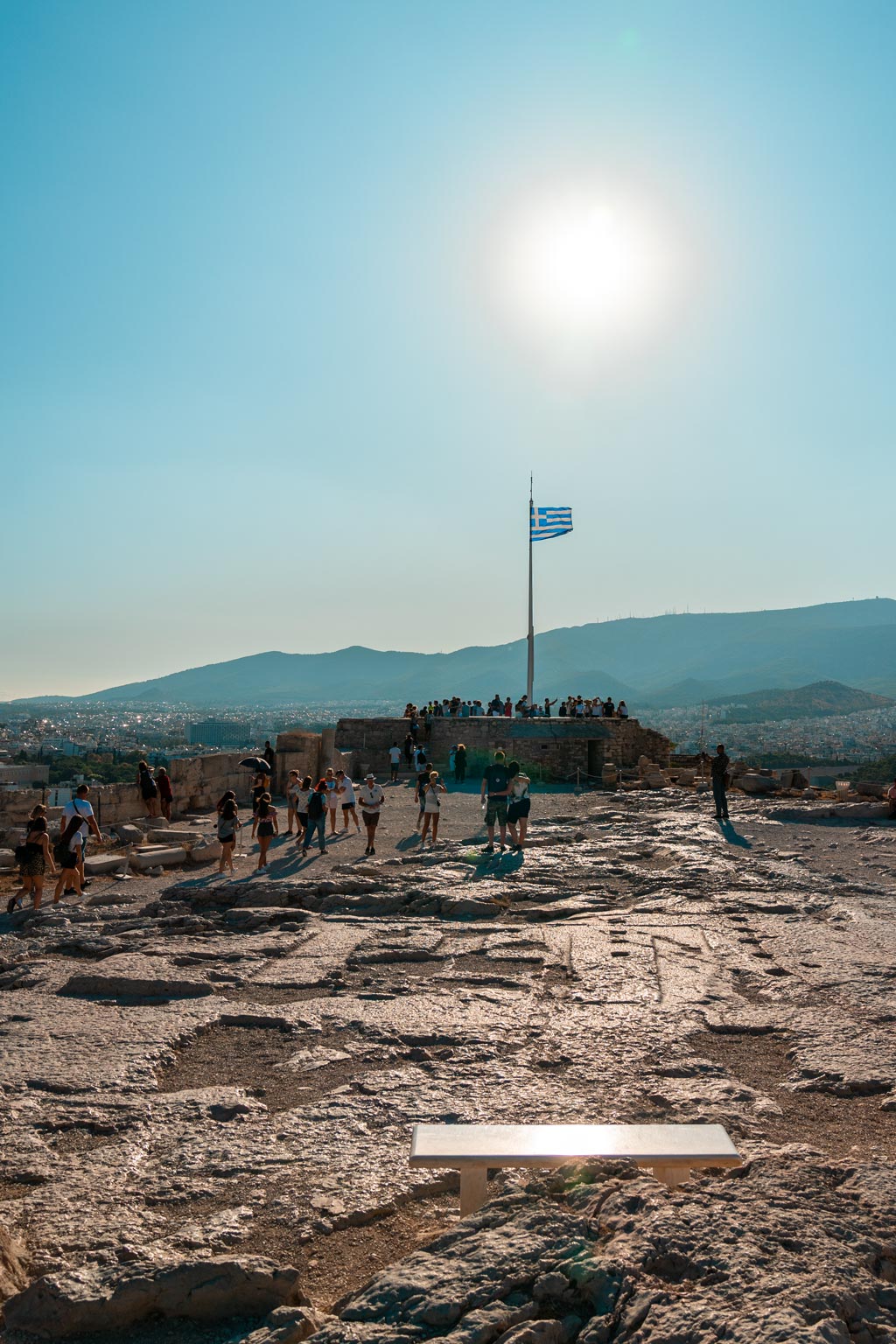 Flagpole and Greek Flag at Acropolis