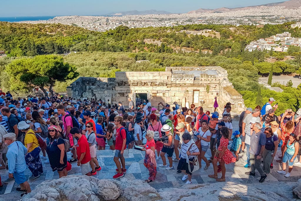 Tourist Crowds at Acropolis of Athens