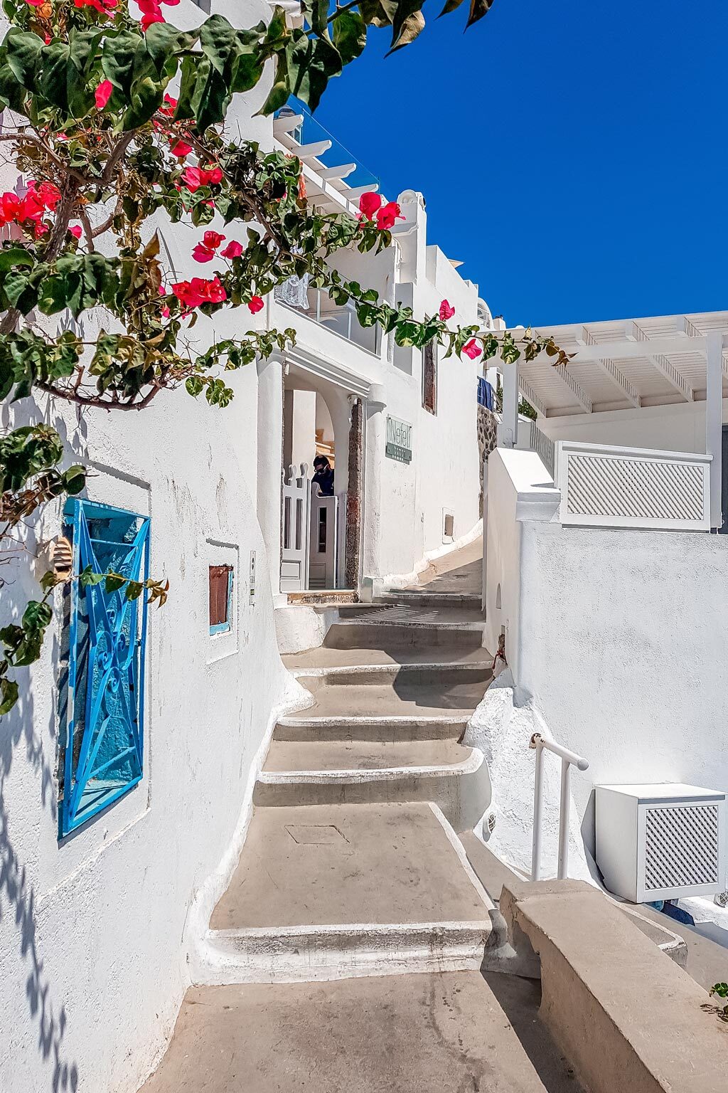 Beautiful White Street in Imerovigli Santorini