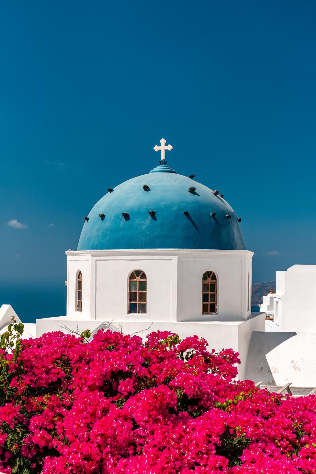 Blue Dome White Church Santorini on a Budget