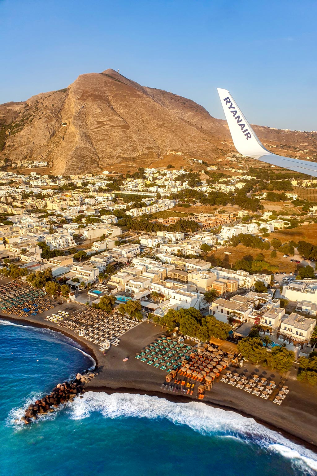 Flying to Santorini Greece