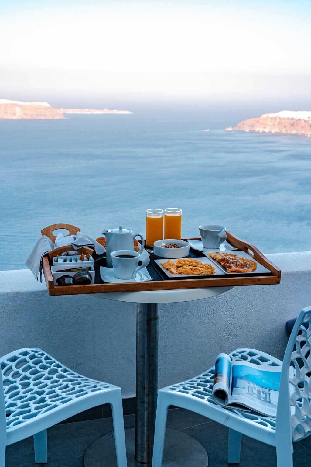 Tradititional Greek Breakfast on the Villa Baclony