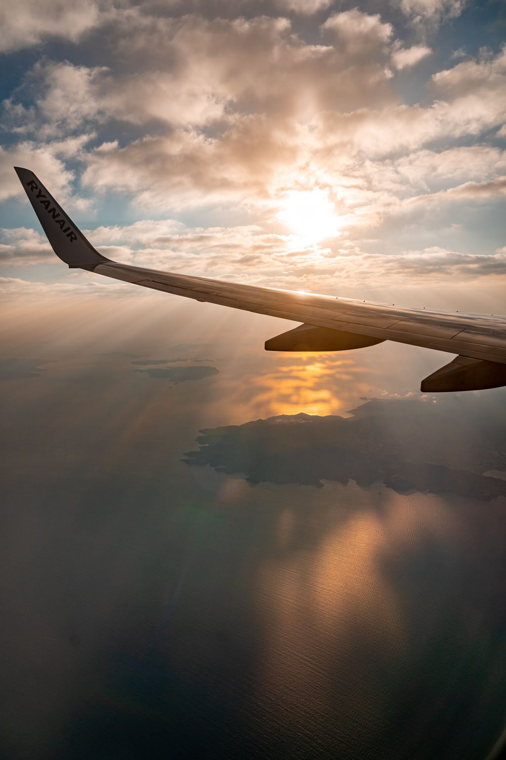 Santorini Sunrise Seen from a Plane