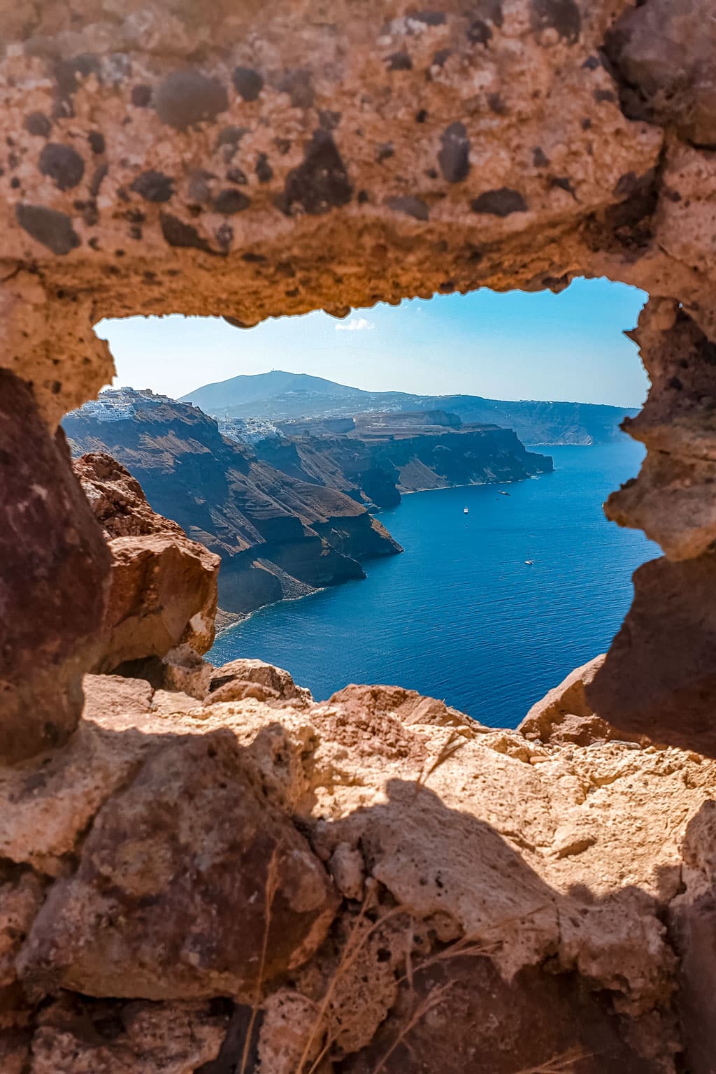 View from Skaros Rock to Fira Santorini