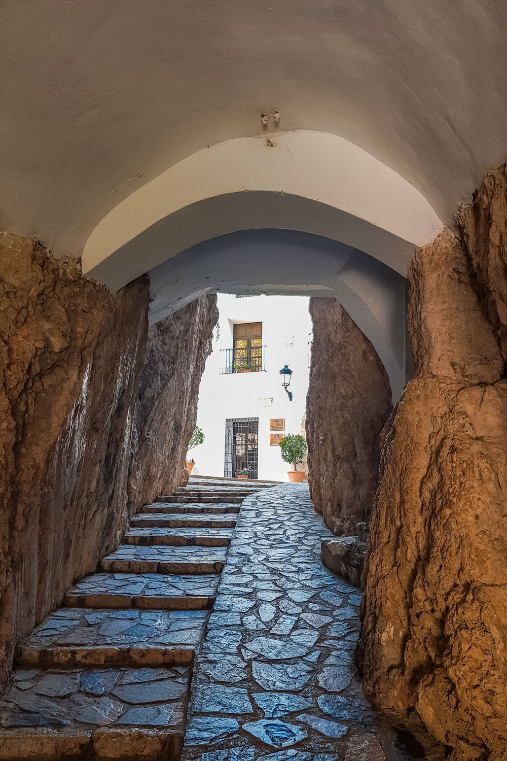 Cobbled street through castle