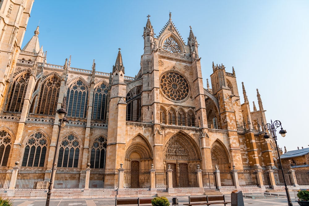 Impressive historical building of the Leon Cathedral