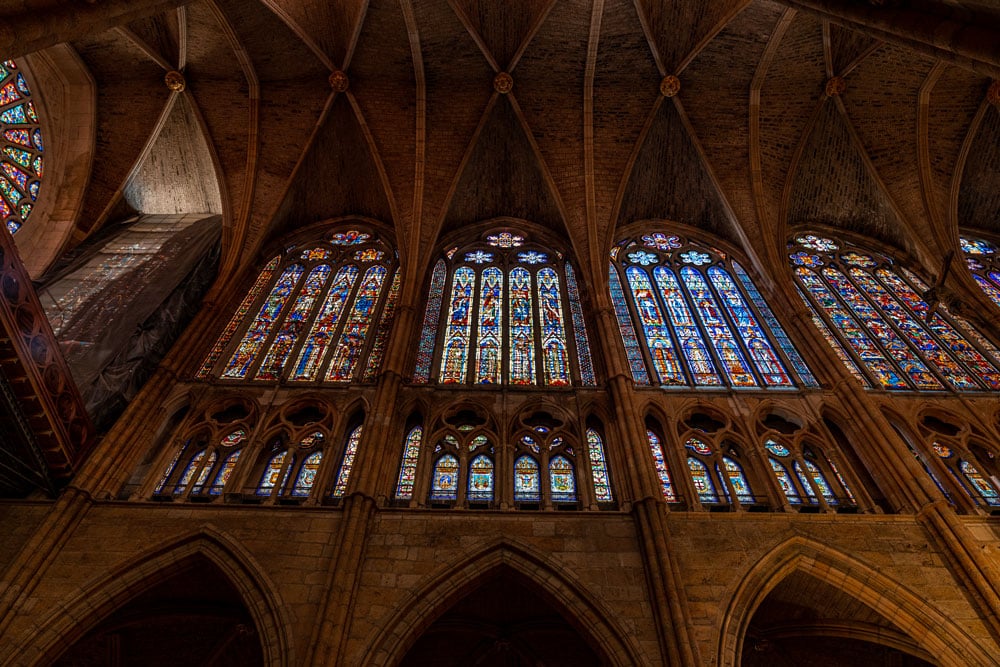 Stained glass windows at the Leon Cathedral