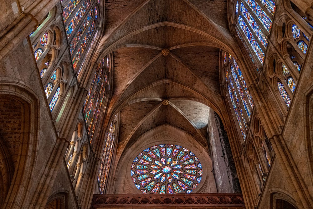 Stained-glass windows at Cathedral of Leon