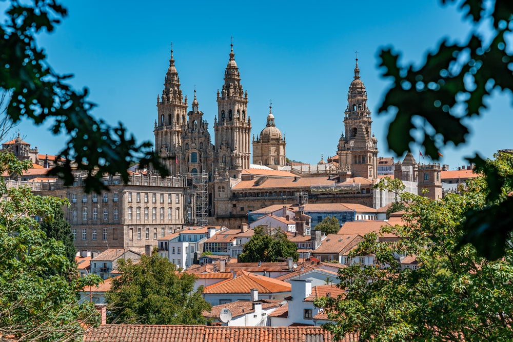 View to Cathedral of Santiago de Compostela from Alameda park