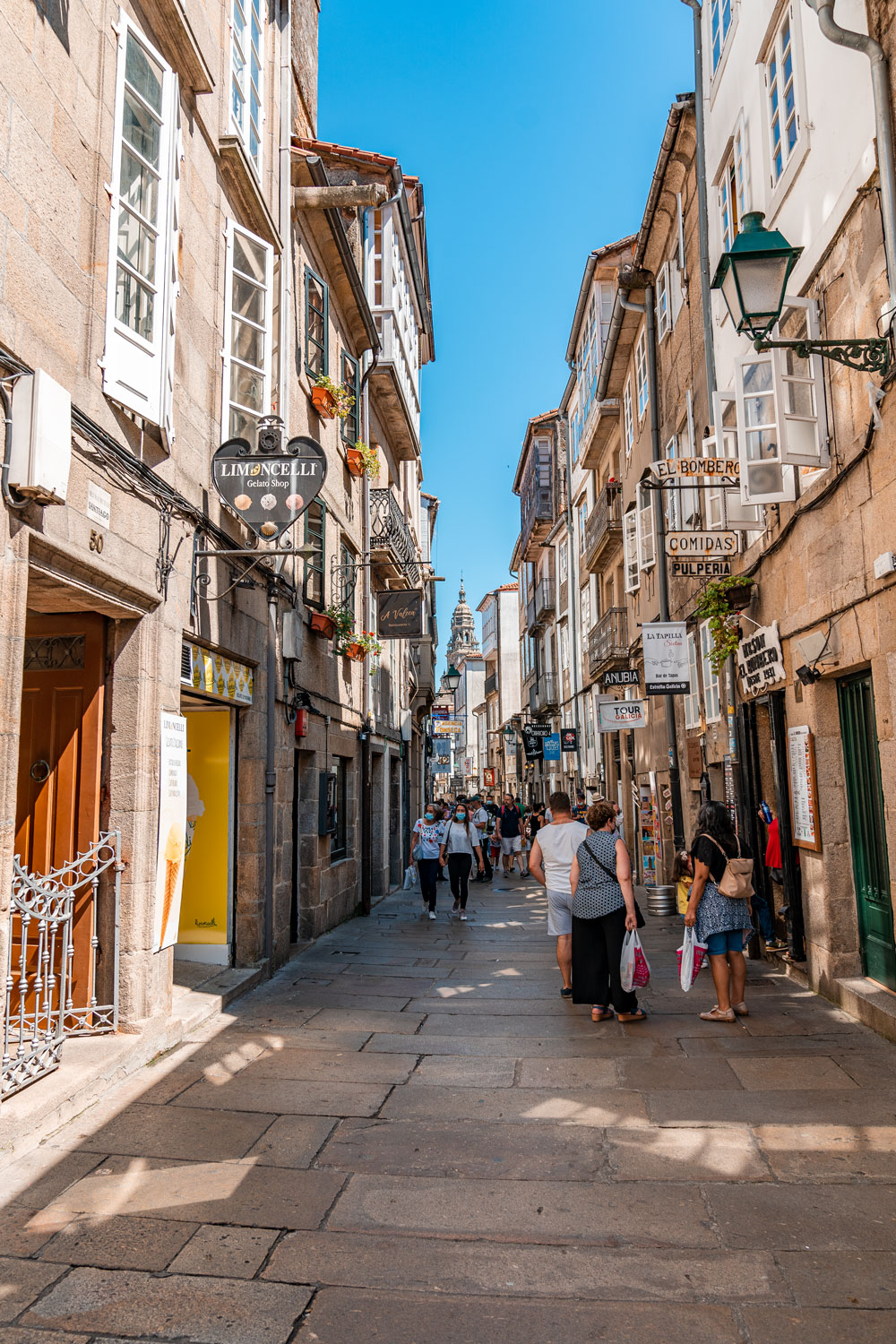 Busy street of Santiago de Compostela