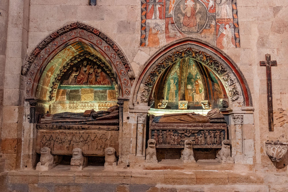 Medieval tombs inside the Old Cathedral of Salamanca