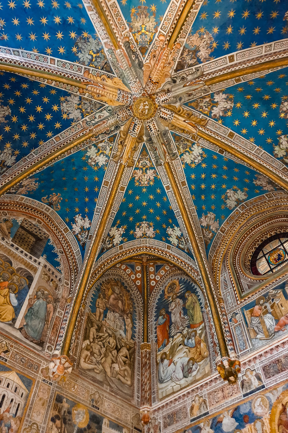 Ceiling decor frescos in the Chapel of San Blas