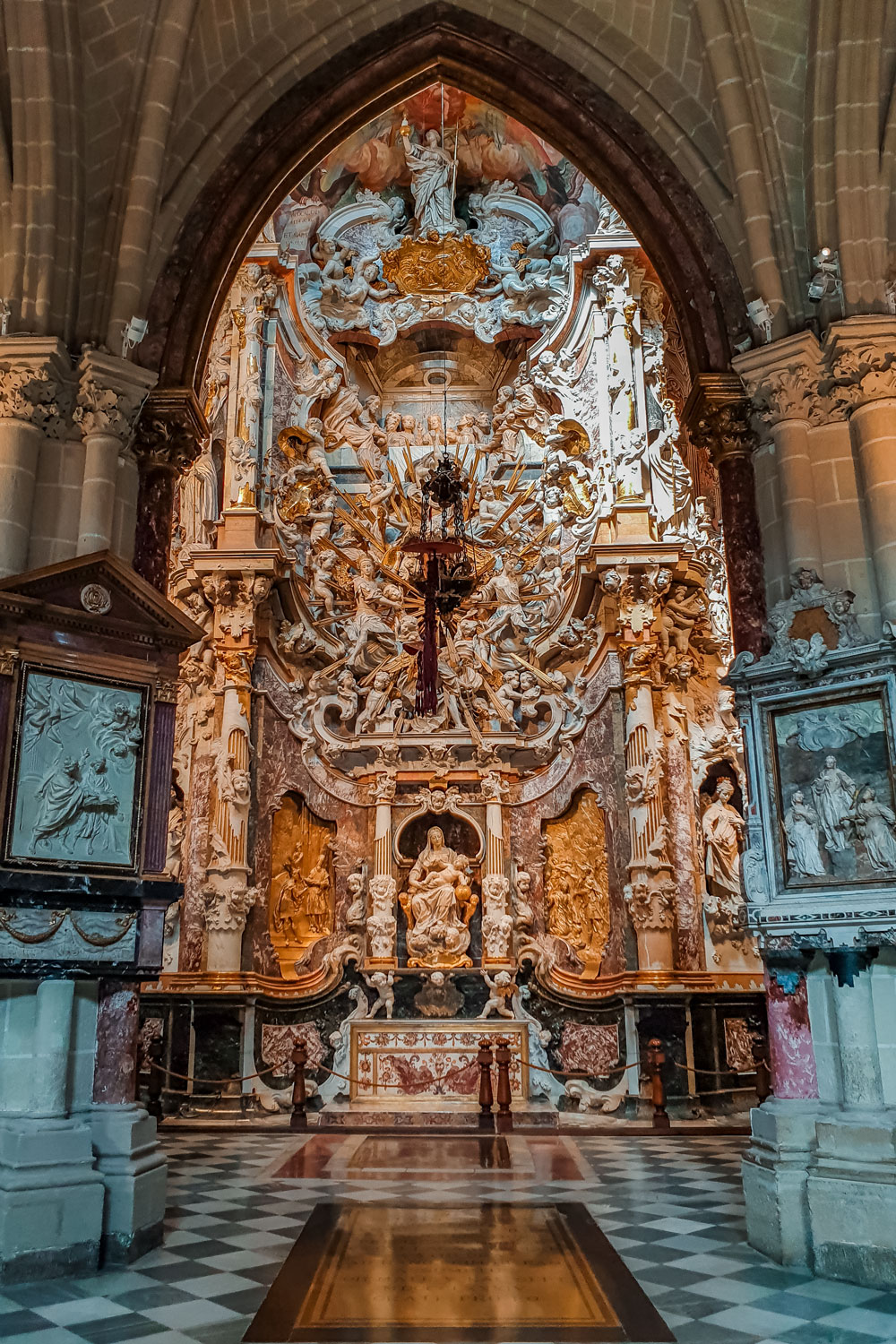 Gothic Style Cathedral interior and El Transparente