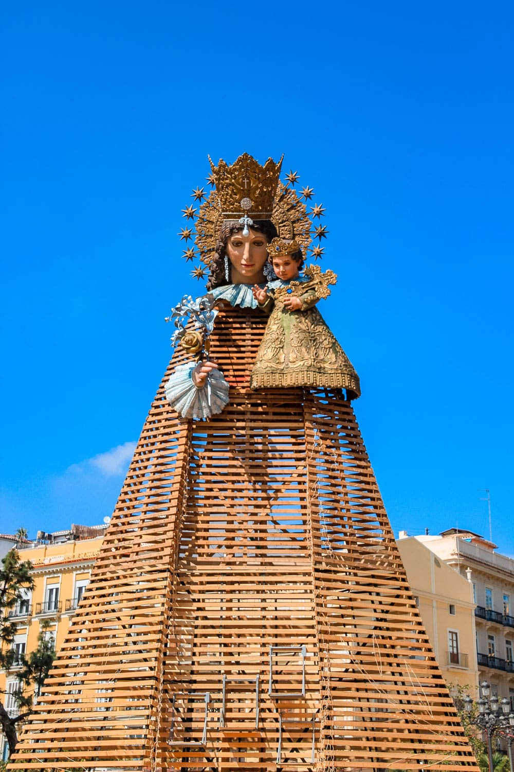 Virgin Mary before the flower arrive Fallas festival