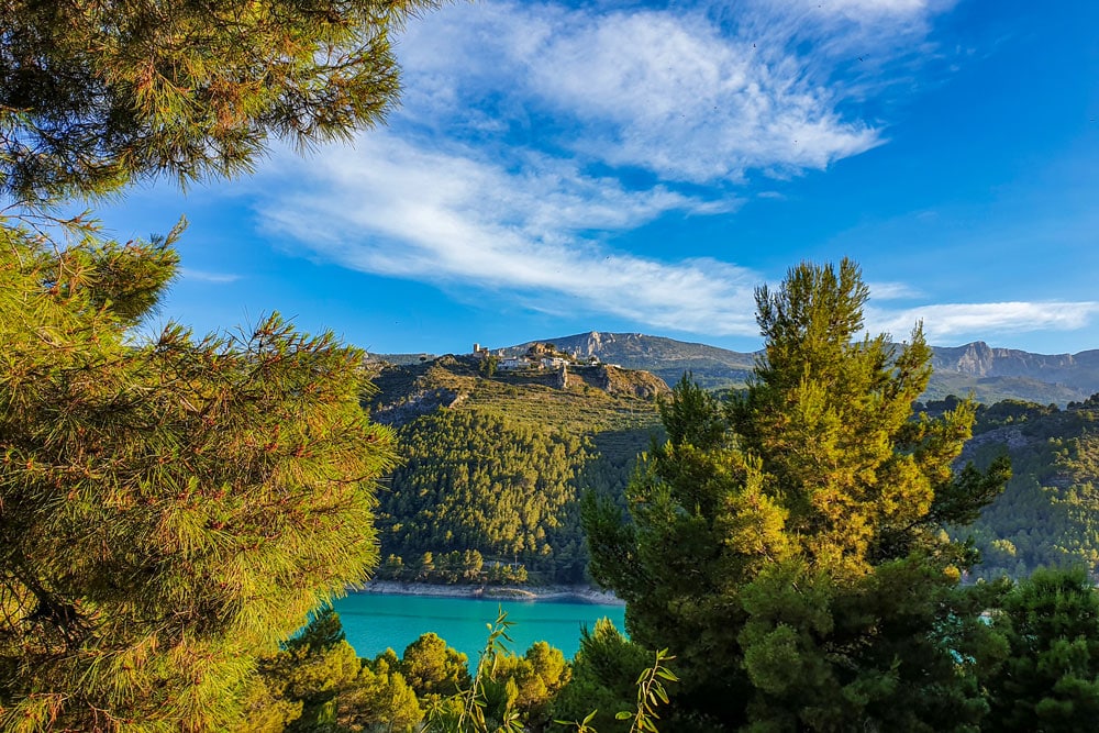 Guadalest Castle seen from Guadalest Reservoir