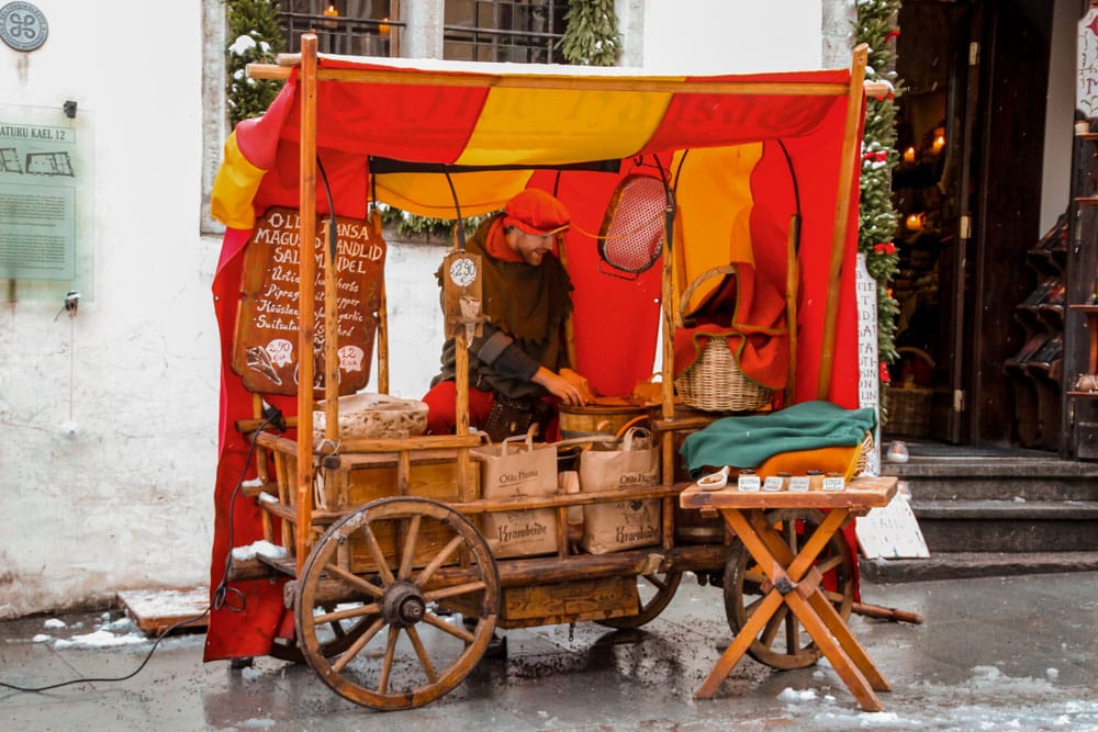 Olde Hansa Street Vendor Selling Sweet Almonds