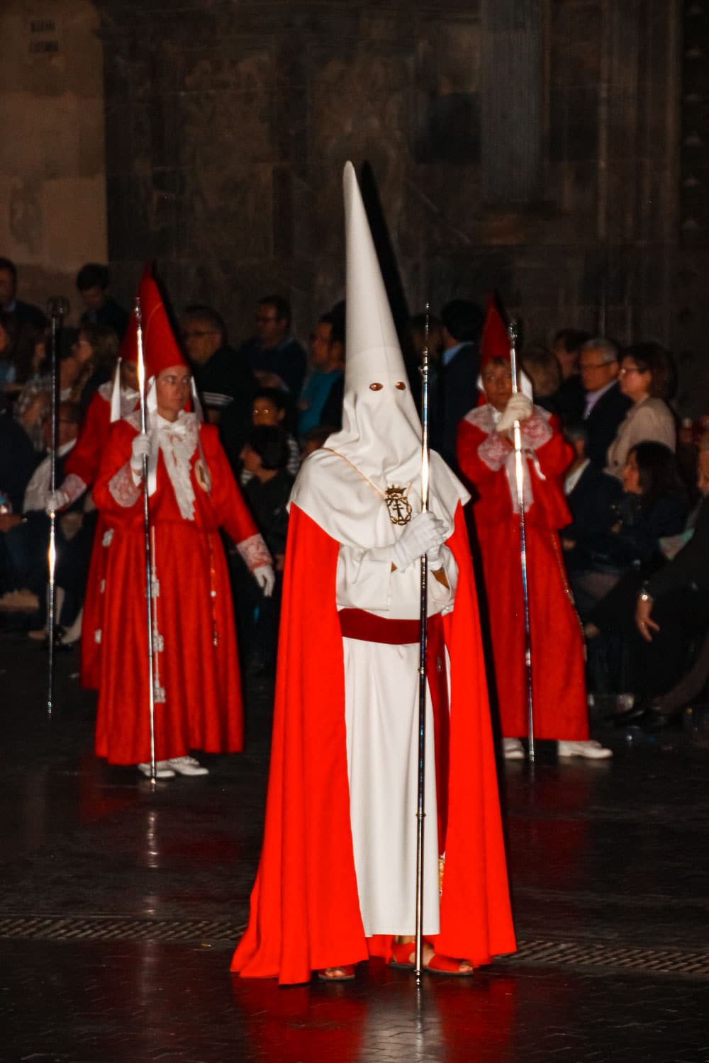 Long robes and long pointy hats during the parade