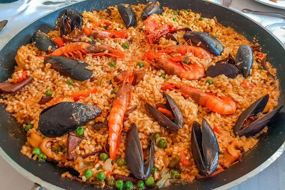 Traditional Spanish seafood paella