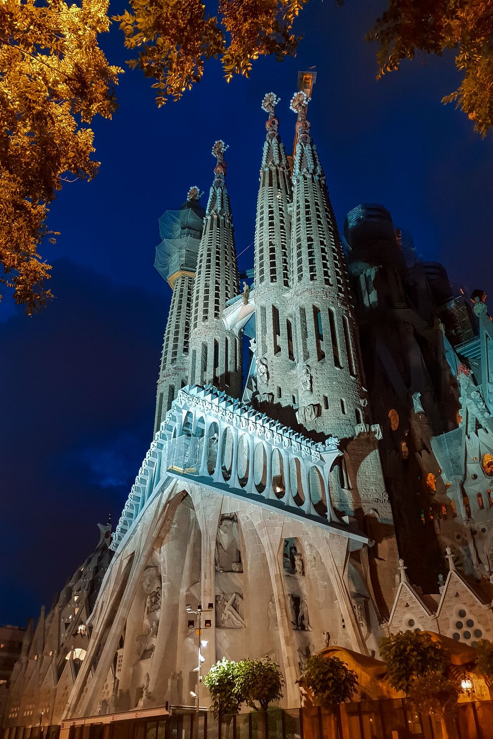 Gaudi's Sagrada Familia in Barcelona at night