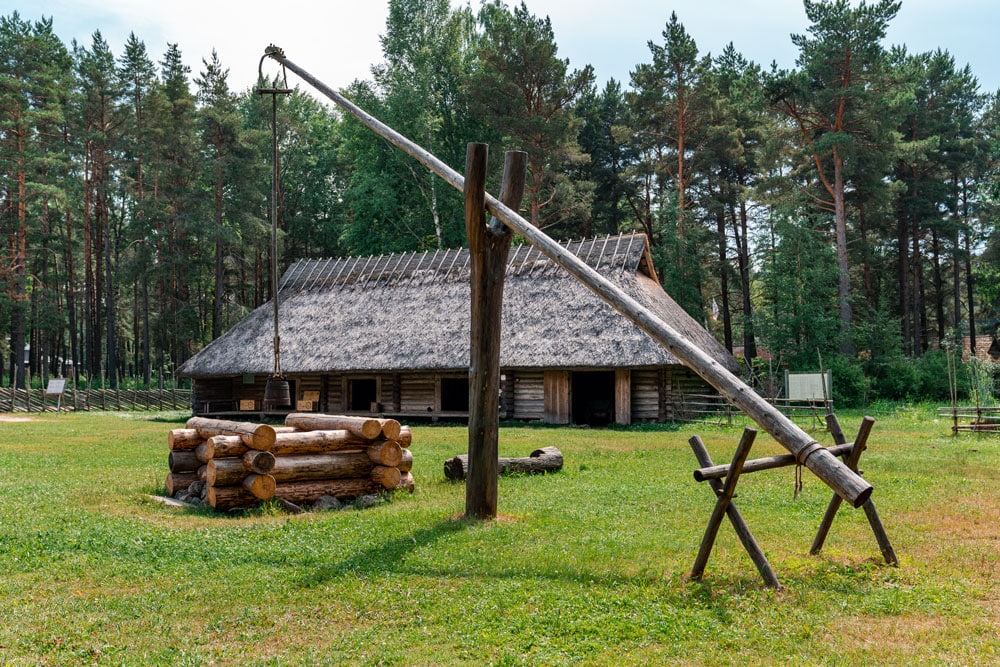 Old Wooden Crane and Well