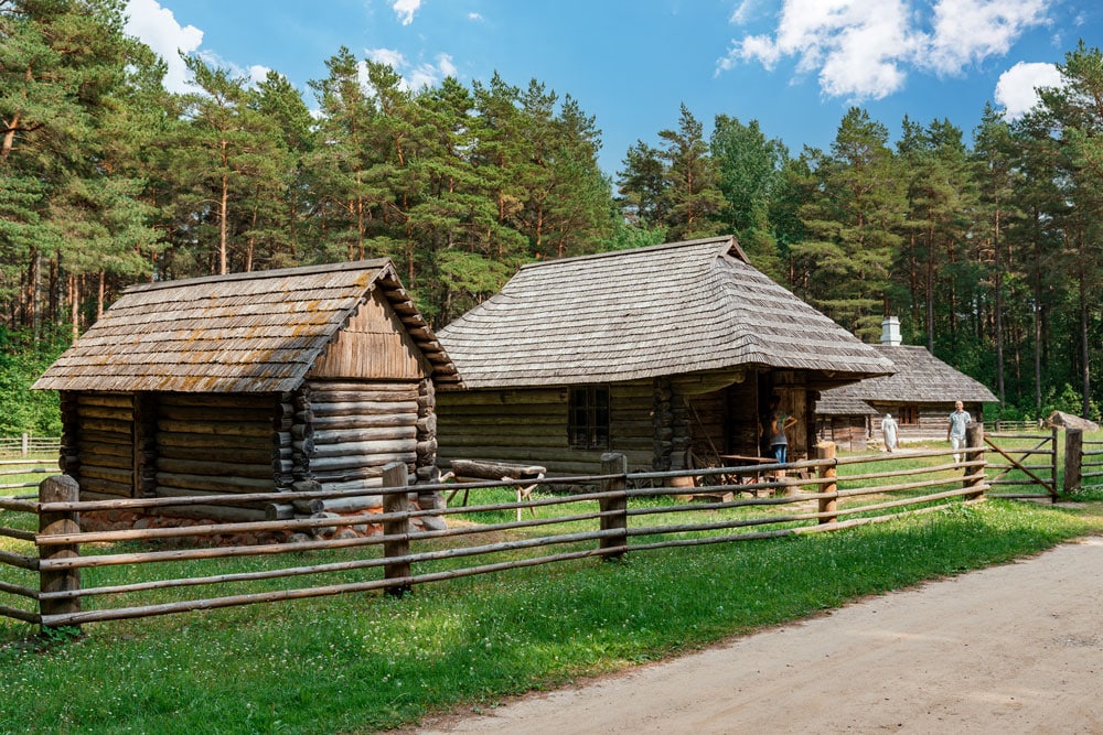 Traditional Old Wooden Houses at Estonian Open Air Museum