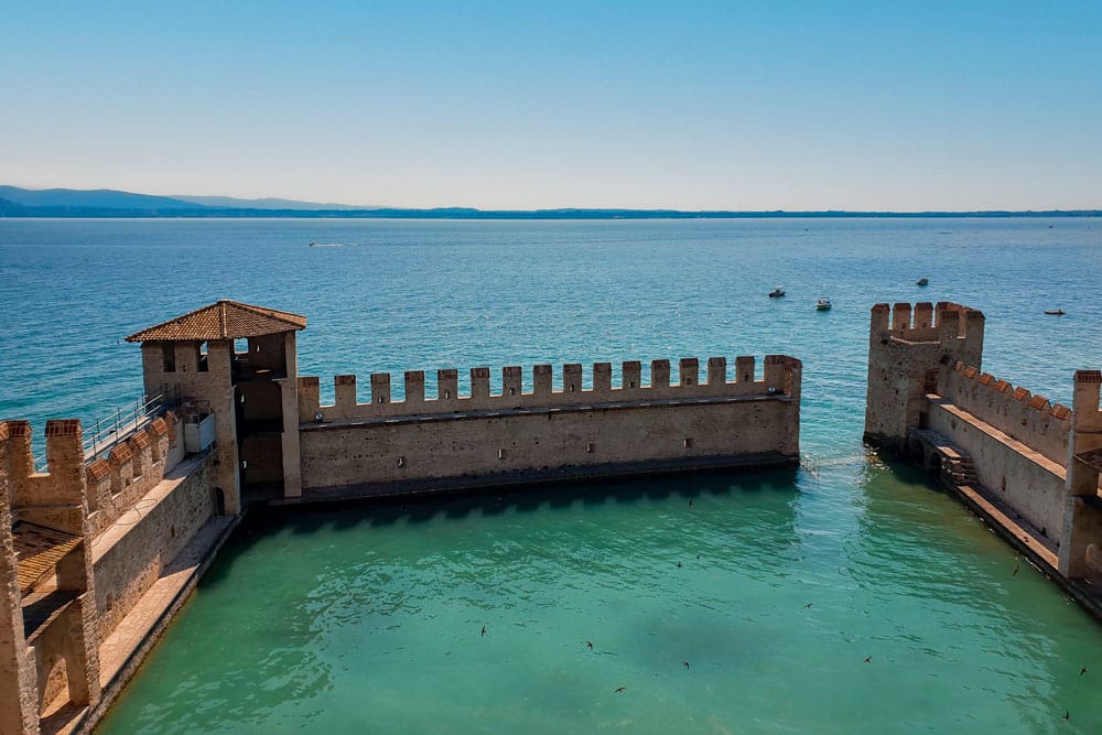 Scaligero Castle Madieval Walls and Turquoise Lake Garda