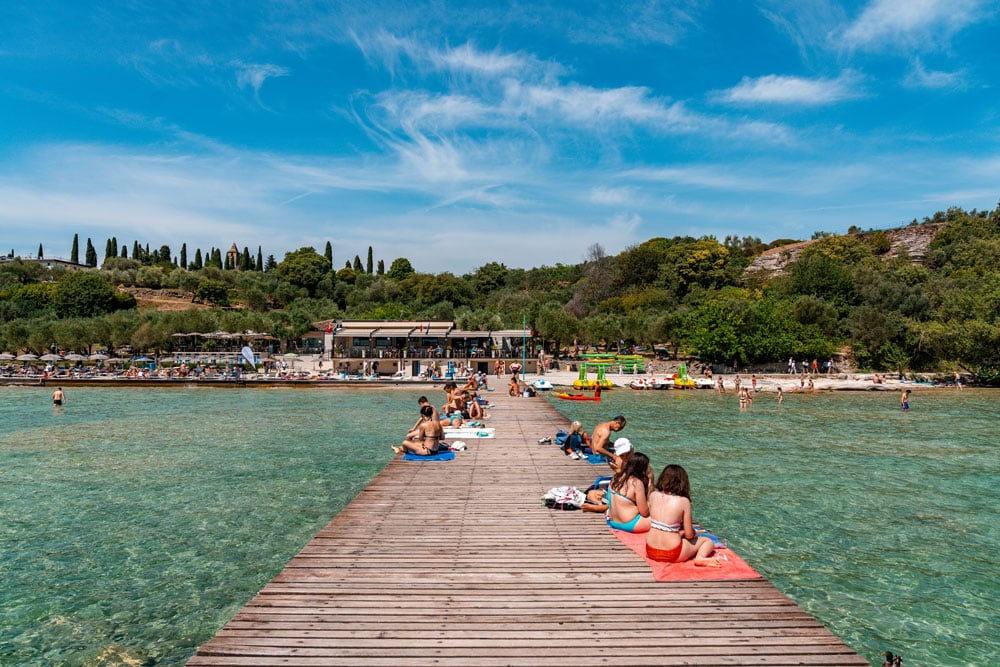 Sunbatheres on Lido delle Bionde Beach, Lake Garda