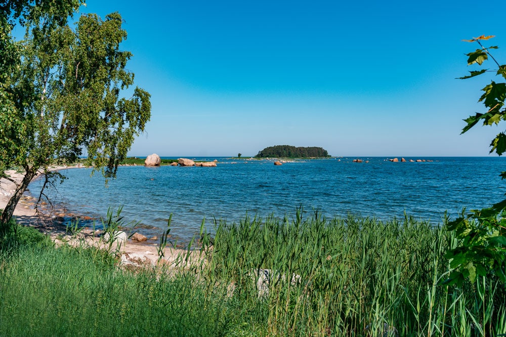 Small Estonian Island Seen from Shore in Gulf of Finland