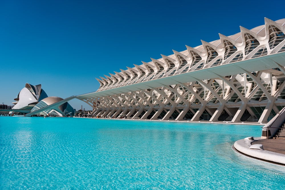 Impressive city of arts and sciences building in Valencia.