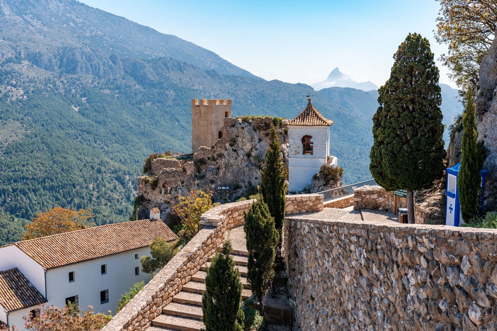 Guadalest castle surrounded by mountains.