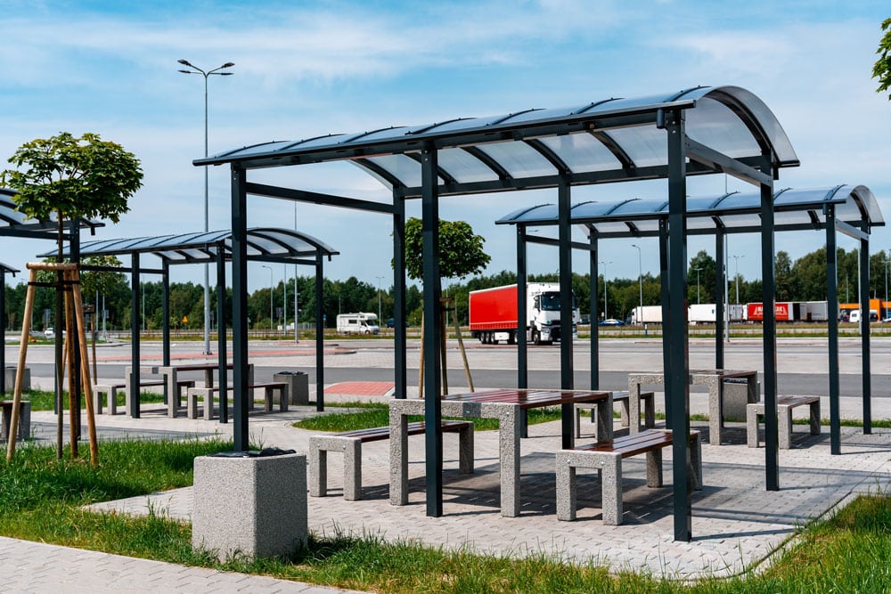 Motorway rest stop in Poland.