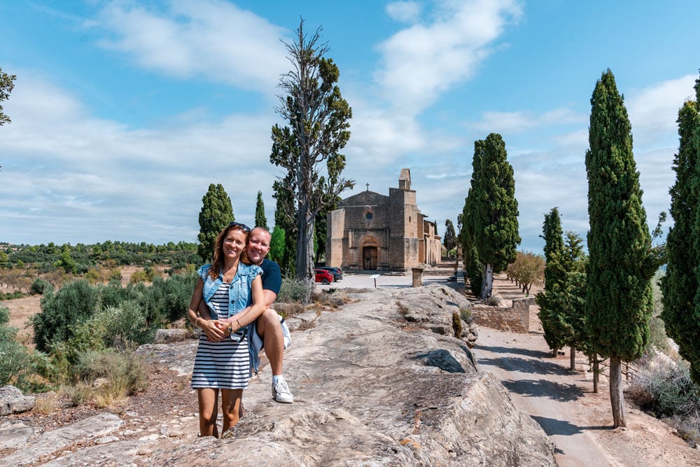 Me and Julia near church in Cretas.