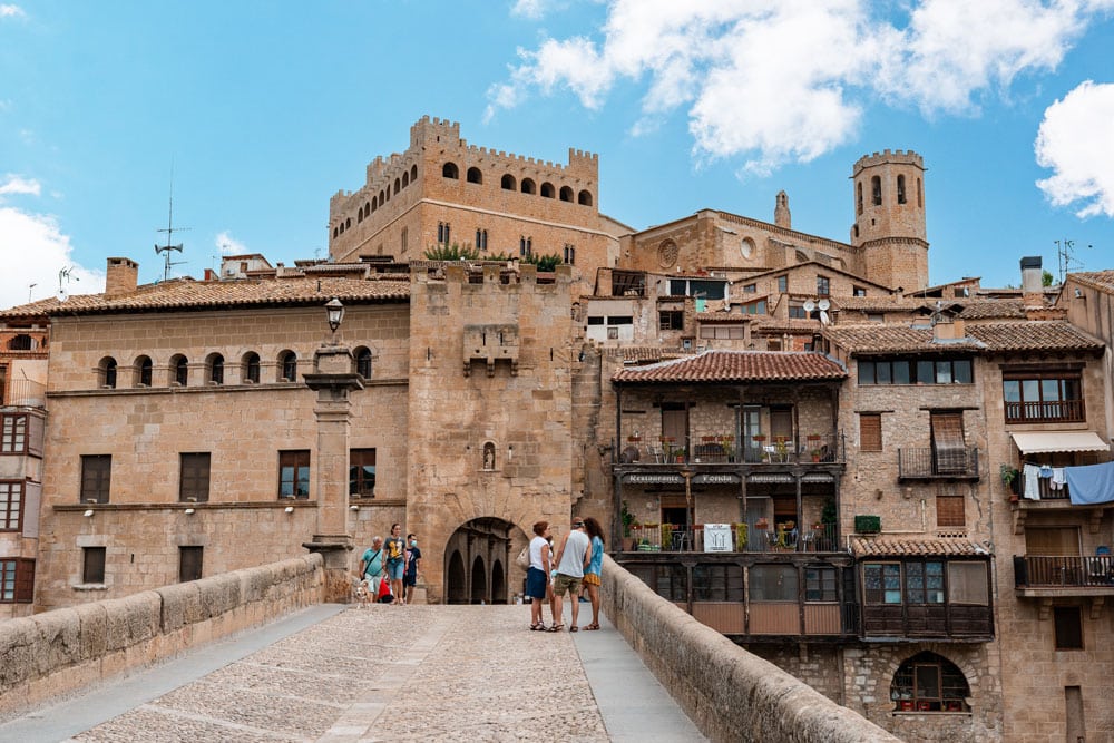 Stone bridege and gate to historic centre of Valderrobres, Teruel, Aragon.