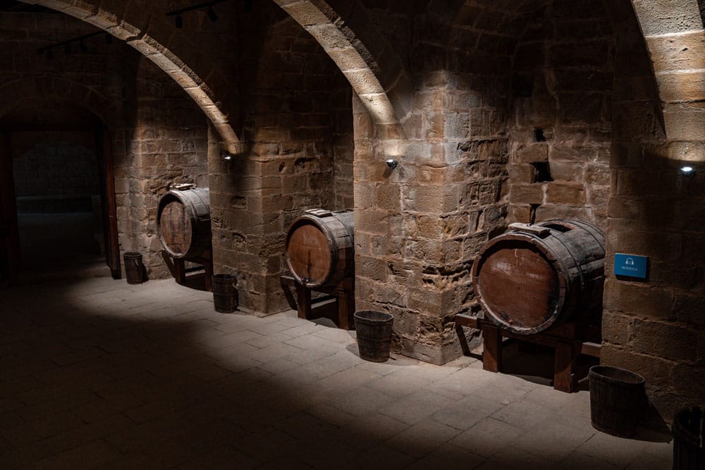 Wooden barrels in the castle.