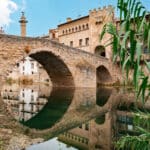 Medieval stone bridge in Valderrobres over the Matarrana river.