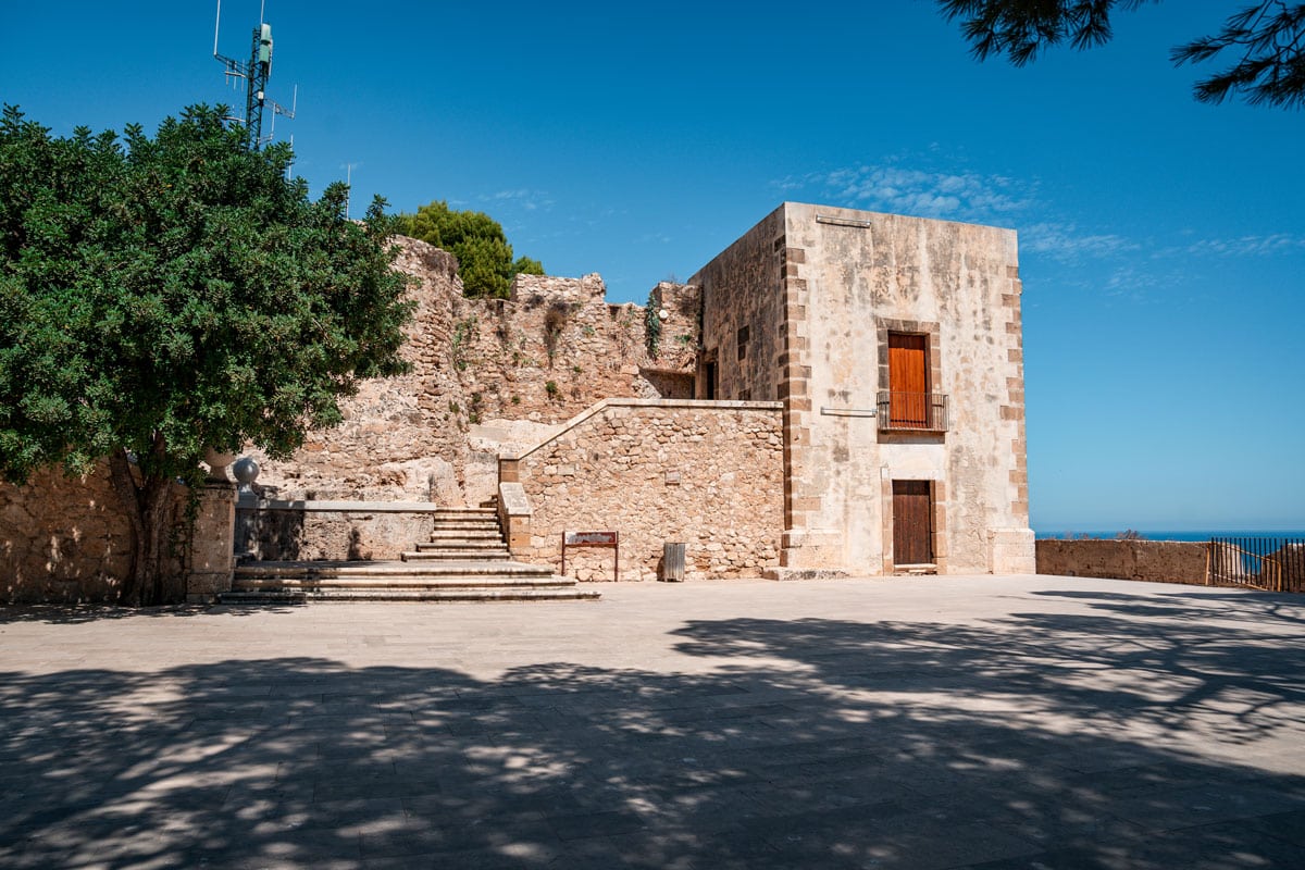 Restored Denia castle buildings.