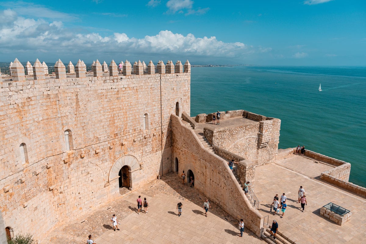 Peniscola fortress built by Knights Templar, overlooking the Mediterranean Sea.