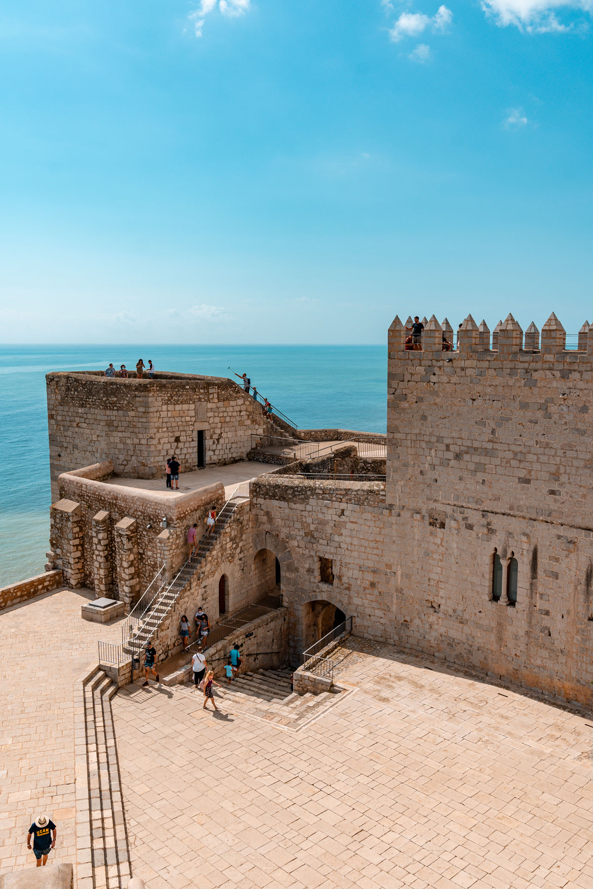 Peniscola fortress right next to Mediterranean Sea.