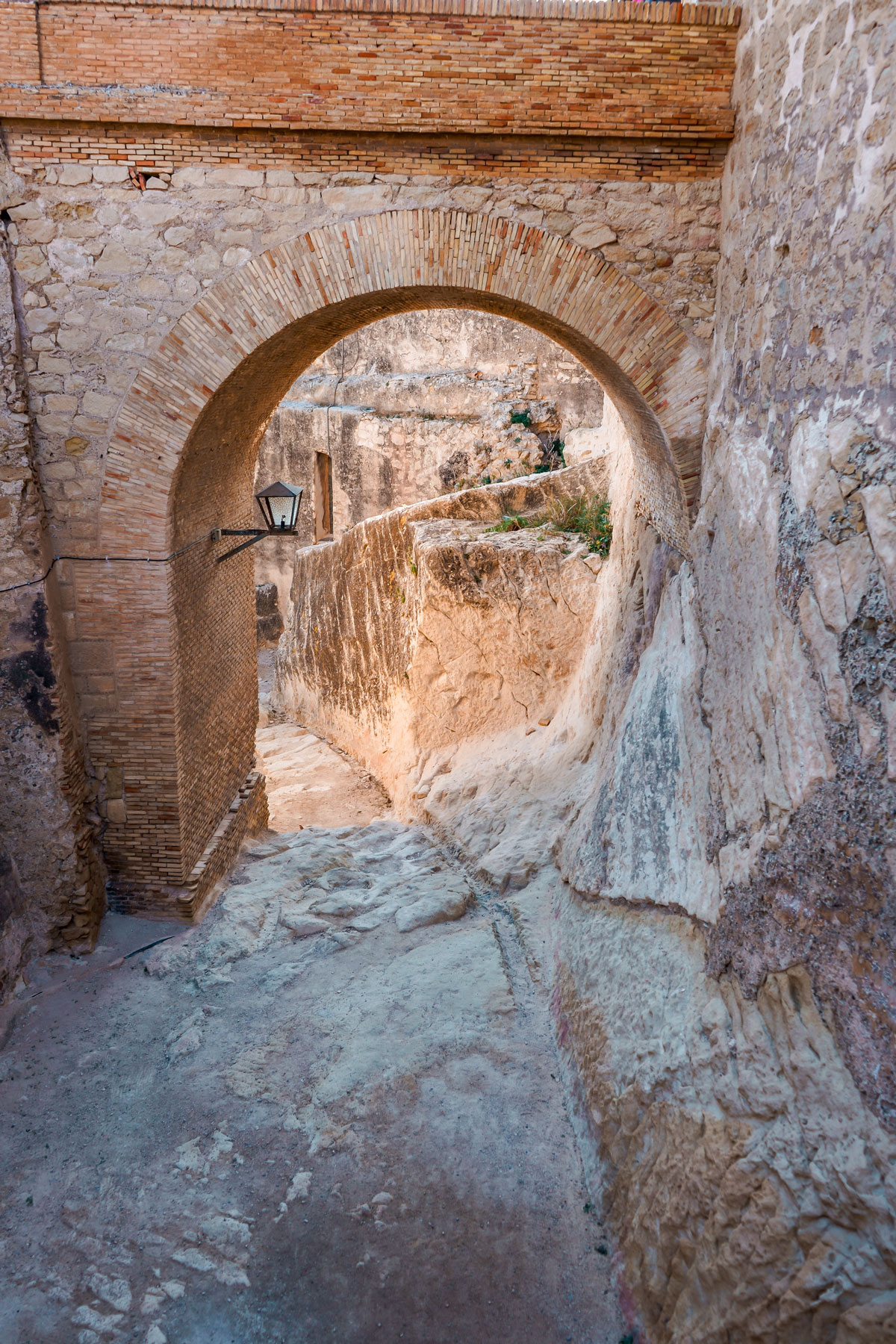 Medieval castle walls and passage.