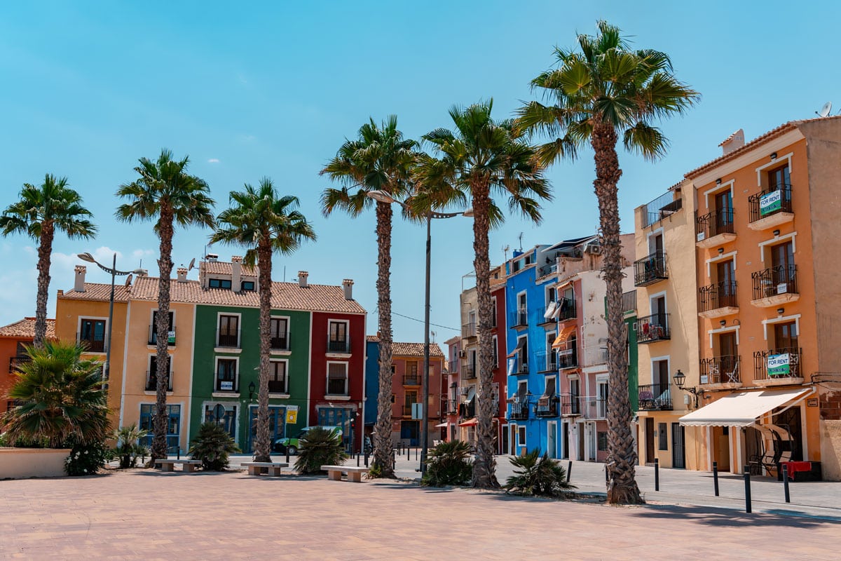 Colorful beachfront houses.