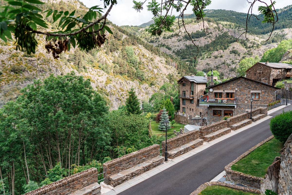 A picturesque mountain village with stone houses in Andorra.