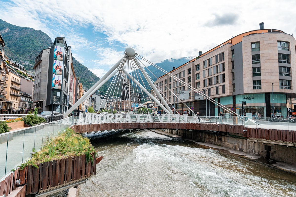 Central Andorra la Vella bridge and river in the heart of the capital.
