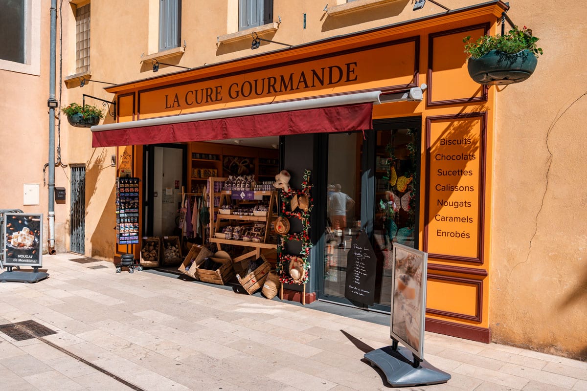 La Cure Gourmande sweets shop in Orange, France.